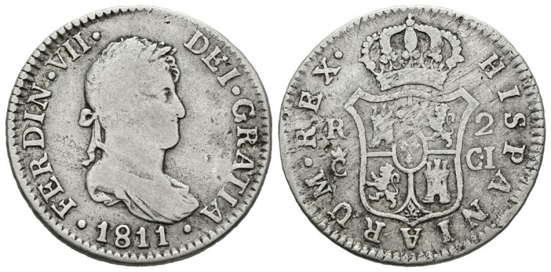 FERNANDO VII (1808-1833). 2 Reales (Ar. 5,63g/26mm). 1811. Cádiz (Cal-2019-726)....