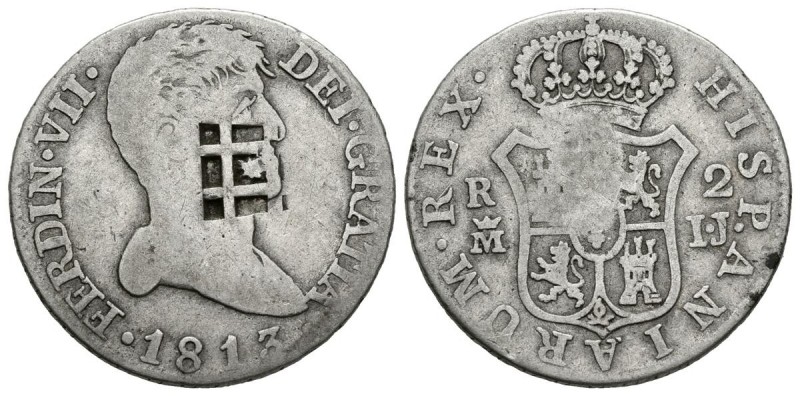 FERNANDO VII (1808-1833). 2 Reales (Ar. 5,56g/26mm). 1813. Madrid (Cal-2019-824)...