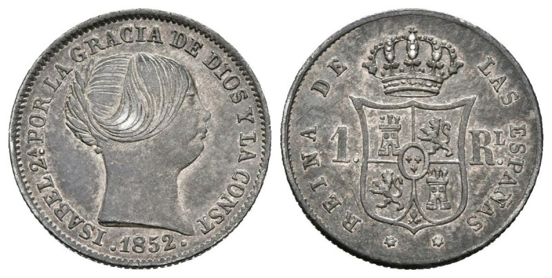 ISABEL II. 1 Real. 1852. Madrid. Cal-418. Ar. 1,31g. Bonita pátina. MBC+.