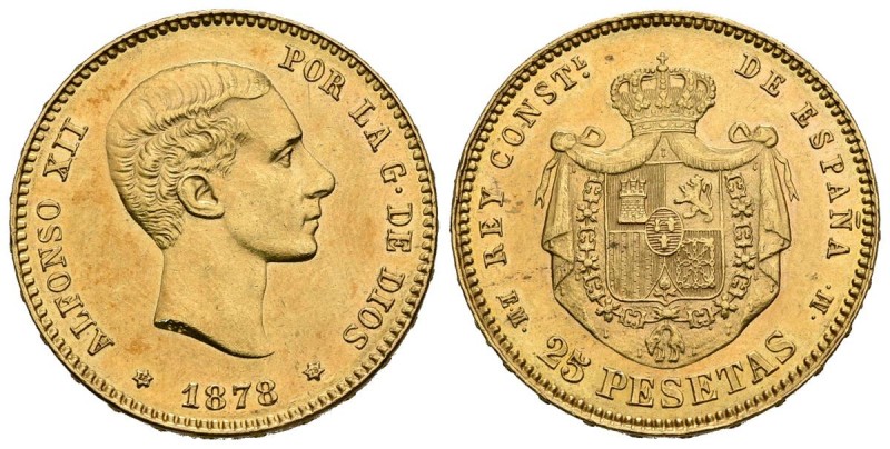 ALFONSO XII (1874-1885). 25 Pesetas. (Au. 8,06g/24mm). 1878 *18-78. Madrid EMM. ...