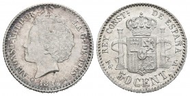 ALFONSO XIII (1885-1931). 50 Céntimos. (Ar. 2,50g/18mm). 1894. Madrid PGV. (Cal-2019-43). EBC-. Restos de brillo original.