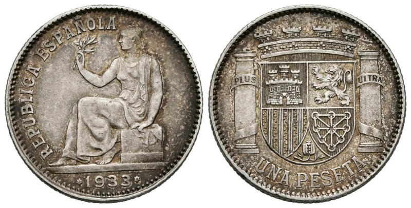 REPÚBLICA ESPAÑOLA (1931-1939). 1 Peseta (Ar. 5g/23mm). 1933 (*3-*4). Madrid. (C...