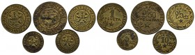 MENORCA. Serie completa con todos los valores: 5, 10 y 25 Céntimos y 1 y 2,50 Pesetas. 1937. (Cal-2019-20/24). MBC+/EBC-.