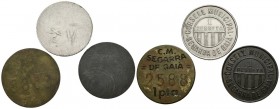 SEGARRA DE GAIA (Tarragona). Conjunto de 3 piezas de 1 peseta en diferentes materiales. S/D. (Cal-2019-36, 37 y 39). EBC. Raras.