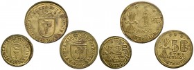 TREBUJENA (Cádiz). Conjunto de 3 valores: 25 y 50 Céntimos y 1 Peseta. 1936. No están reconocidas en ningún catálogo de moneda española. MBC+.

Con ...