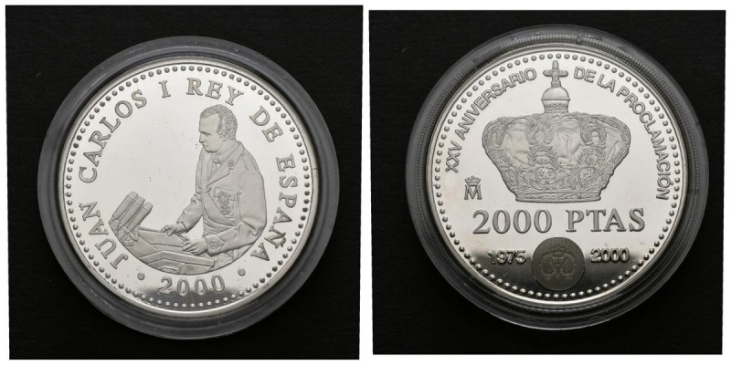 JUAN CARLOS I. 2000 Pesetas. (Ar. 27,00g/40mm). 1995. "XXV ANIVERSARIO DE LA PRO...