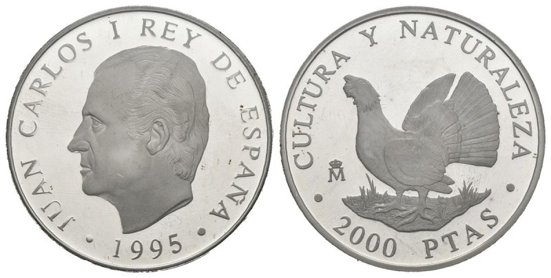 JUAN CARLOS I. 2000 Pesetas. (Ar. 27,00g/40mm). 1995. "UROGALLO". Presentada en ...