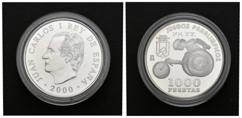 JUAN CARLOS I. 1000 Pesetas. (Ar. 13,50g/33mm). 2000. "ATLETISMO PARA SILLA DE R...