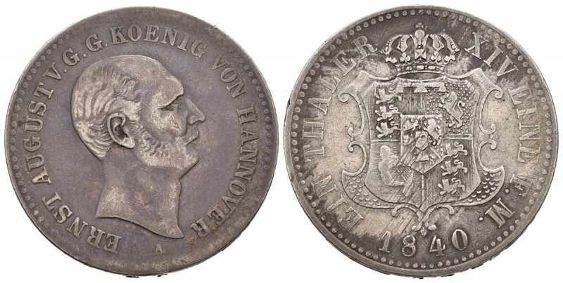 ALEMANIA. Thaler. (Ar. 21,97g/35mm). 1840. Hannover. (Dav. 670). MBC-. Rayitas e...