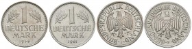 ALEMANIA. Conjunto de 2 monedas de 1 Mark de los años 1958 J y 1961 F. Diferentes estados de conservación. A EXAMINAR.