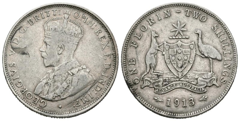 AUSTRALIA. 1 Florín. (Ar. 11,23g/28mm). 1913. (Km#27). MBC-. Escasa.