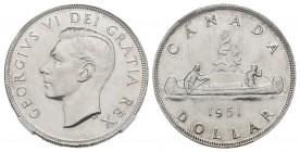 CANADA. 1 Dollar. 1951. (Km#46). Encapsulado NGC AU Details.
