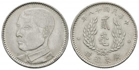 CHINA. 20 Cents. (Ar. 5,44g/24mm). 1929. (Km#426). EBC-.