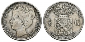 CURAÇAO. 1/4 Gulden. (Ar. 3,56g/19mm). 1900. (Km#35). MBC-.