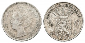 CURAÇAO. 1/10 Gulden. (Ar. 1,40g/15mm). 1901. (Km#36). MBC. Escasa.