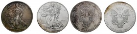 ESTADOS UNIDOS. Conjunto de 2 monedas de 1 Dollar tipo Liberty Eagle de los años 2013 y 2014. Diferentes estados de conservación. A EXAMINAR.
