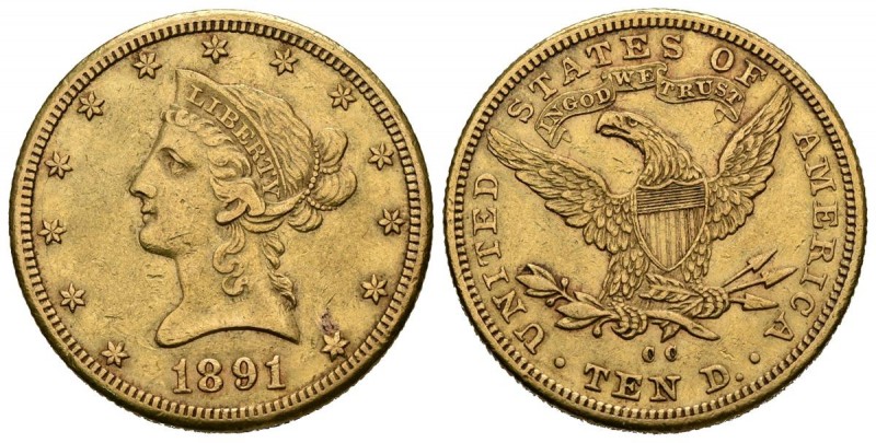 ESTADOS UNIDOS. 10 Dollars (Au.16,67g/27mm). 1891. Carson City CC. (Km#102). MBC...