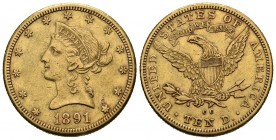ESTADOS UNIDOS. 10 Dollars (Au.16,67g/27mm). 1891. Carson City CC. (Km#102). MBC+. Rara.