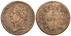 FRANCIA. 5 Centimes (Ae. 9,78g/27mm). 1827. (Km#10.2). MBC+.