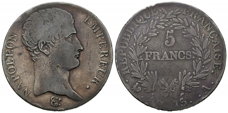 FRANCIA. 5 Francs. (Ar. 24,73g/37mm). An 13. París A. (Km#662.1). BC+. Bonita pá...