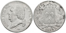 FRANCIA. 5 Francs. (Ar. 24,70g/37mm). 1824. Bayona L. (Km#711.8). MBC.