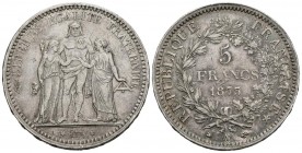 FRANCIA. 5 Francs. (Ar. 24,95g/37mm). 1873. París A. (Km#820.1). EBC.