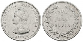 INDIA PORTUGUESA. 1 Rupia. (Ar. 11,65g/30mm). 1912. (Gomes 09.02; Km#18). MBC.