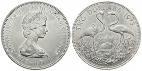 ISLAS BAHAMAS. 2 Dollars. (Ar. 29,74g/40mm). 1973. Elizabeth II. (Km#23). SC.