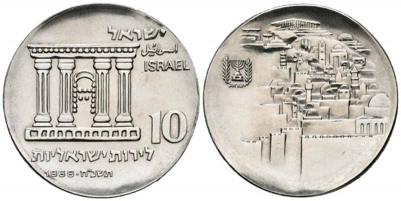 ISRAEL. 10 Lirot. (Ar. 26,05g/37mm). 1968. (Km#51). SC.