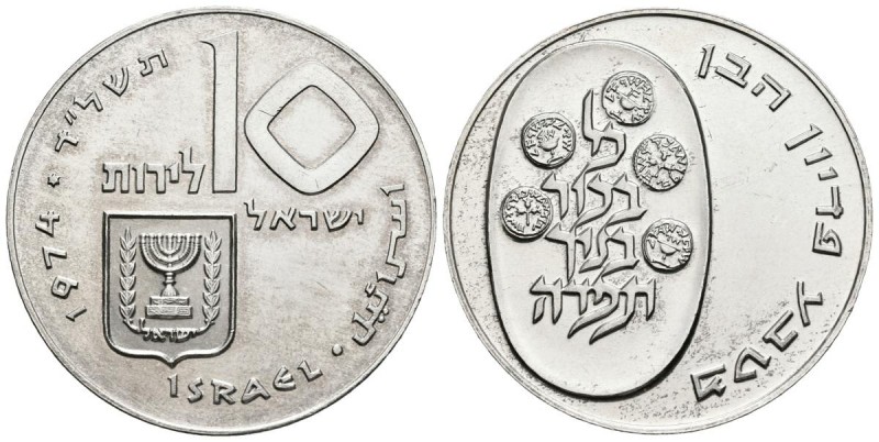 ISRAEL. 10 Lirot. (Ar. 25,95g/37mm). 1974. (Km#76.1). SC.