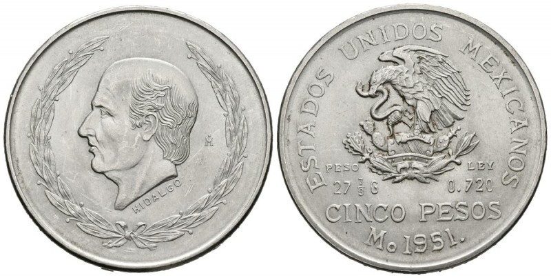 MEXICO. 5 Pesos. (Ar. 27,91g/40mm). 1951. (Km#467). SC.