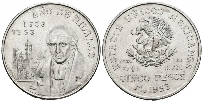 MEXICO. 5 Pesos. (Ar. 27,79g/40mm). 1953. (Km#468). SC.