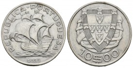 PORTUGAL. 10 Escudos. (Ar. 12,45g/30mm). 1933. (Gomes 43.02; Km#582). MBC+.