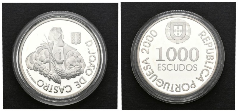 PORTUGAL. 1000 Escudos. (Ar. 27,00g/40mm). 2000. "D. JOAO DE CASTRO" (Km#732). P...