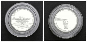 PORTUGAL. 500 Escudos. (Ar. 14,00g/30mm). 1999. "MACAU-PORTUGAL". (Km#723). PROOF. Incluye estuche oficial y certificado.