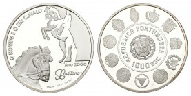 PORTUGAL. 1000 Escudos. (Ar. 27,00g/40,0mm). 2000. "4º SERIA IBERO-AMERICANA". (Km#727a). PROOF. Incluye estuche original y certificado.