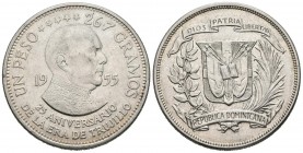 REPUBLICA DOMINICANA. 1 Peso. (Ar. 26,81g/38mm). 1955. (Km#23). MBC.
