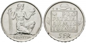 SUIZA. 5 Francs. (Ar. 14,96g/31mm). 1936. Berna. (Km#41). 13.000 unidades acuñadas. EBC-.