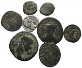 HISPANIA ANTIGUA e IMPERIO ROMANO. Lote compuesto por 8 monedas de distintas cecas ibéricas y distintos emperadores romanos. A EXAMINAR.