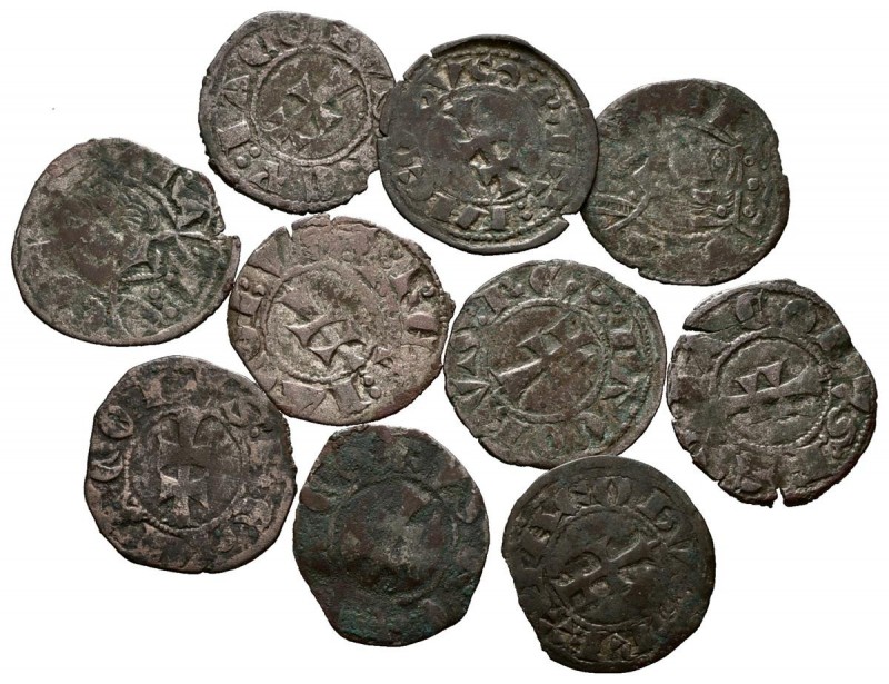 EPOCA MEDIEVAL. Lote compuesto por 10 Dineros de los reyes Jaime I y Jaime II. A...