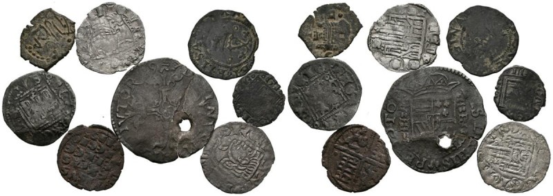 EPOCA MEDIEVAL y MONARQUIA ESPAÑOLA. Lote compuesto por 8 monedas de diferentes ...