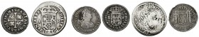 MONARQUIA ESPAÑOLA. Conjunto formado por 3 piezas de plata de 1/2 y 1 Real de los reinados de Felipe V y Carlos IV. Diferentes estados de conservación...