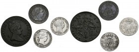 MONARQUIA ESPAÑOLA. Bonito conjunto de 4 monedas de Isabel II. Diferentes módulos, años, así como estados de conservación. A EXAMINAR.