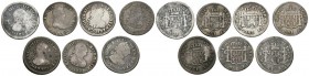 MONARQUIA ESPAÑOLA. Lote compuesto por 7 monedas de 1/2 Real de distintos reyes españoles. A EXAMINAR.