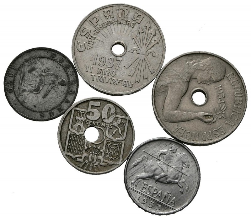 CENTENARIO DE LA PESETA, II REPUBLICA y ESTADO ESPAÑOL. Conjunto de 5 monedas es...