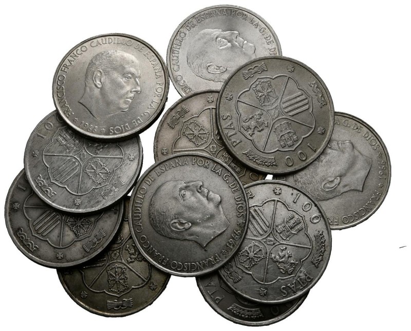 ESTADO ESPAÑOL. Conjunto de 11 monedas de 100 pesetas de 1966 (*66, 67, 69 manip...