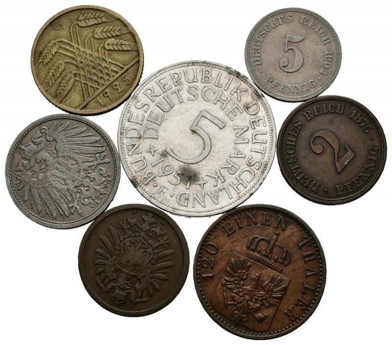 MONEDAS EXTRANJERAS. Lote compuesto por 7 monedas alemanas de distintos valores,...