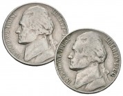 ESTADOS UNIDOS. Lote compuesto por 2 monedas de 5 Cents de 1960. MBC-/MBC. A EXAMINAR.