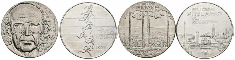 MONEDAS EXTRANJERAS. Lorte compuesto por 2 monedas de 10 Markaa de Finlandia de ...