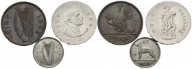 MONEDAS EXTRANJERAS. Conjunto de 3 monedas irlandesas del siglo XX, diferentes materiales, módulos y estados de conservación. A EXAMINAR.
